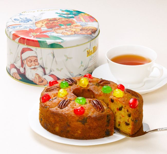 ミセスエリザベスマフィン缶入りフルーツケーキ(クリスマス缶)