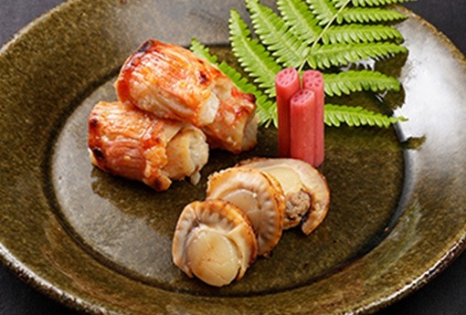 金目鯛西京焼・焼き帆立・ハスノ芽梅酢